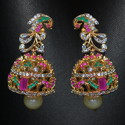 "1grm Fancy Gold coated Ear tops (Jhumkas)- MGR-1118-001 - Click here to View more details about this Product